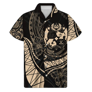 Men's Short Sleeve Hawaiian <b>Shirt</b> Tonga Coat Arms Front Logo Casual Loose Fit Breathable 100% Cotton - Product Image 2