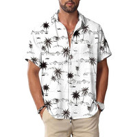 Kemeja Hawaii Pria Modis Motif Tropis Lengan Pendek Kancing Depan Untuk Liburan Pantai, Pesta, dan Resor