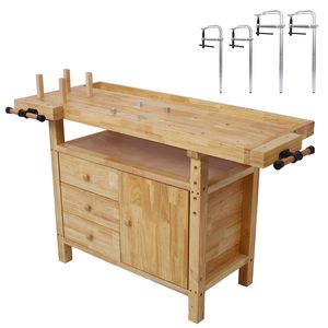 Il Set di 4 panca da lavoro in legno per Home Bar e officina include morsetto da 12 pollici X 3 pollici e 16inchx4-3/4 \ "per lavori in Garage e lavorazione del legno - Product Image 1