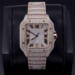 Reloj Mecánico Personalizado Estilo Hip Hop con Moissanita VVS para Hombre, de Lujo, en Acero Inoxidable, Analógico ETA, en Oro Blanco y Plata, a la Moda - Product Image 1