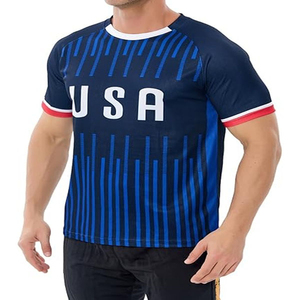 Camiseta de Fútbol para Hombre al por Mayor, Manga Corta, Impresa con Nombre de Equipo Personalizado, Sublimación, 100% Poliéster, Secado Rápido, OEM, Jersey de Fútbol Estilo USA - Product Image 1