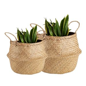 Cestas Decorativas Hechas a Mano de la Marca PHU HAO, Cestas de Paja Natural Tejidas para Macetas y Almacenamiento en Interiores - Product Image 1