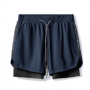 Shorts légers pour homme, double couche, taille élastique, spandex, polyester, respirants, séchage rapide, vêtements de sport pour adultes - Product Image 4
