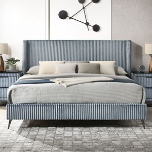 Cabecera Tapizada Mavela King Size Azul, Panel de Corduroy de Alta Calidad, Accesorio de Cama Premium - Product Image 2