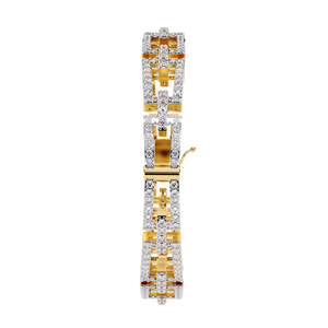 Geometric Diamond Emerald Cut Natural Stone Chain Bracelet 18k <b>Solid</b> <b>Gold</b> Unisex Wedding Jewelry IGI Certified AMBER JEWELS - Product Image 2