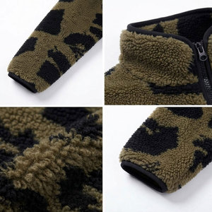 Men's Camouflage Fleece <b>Jacket</b> Stand Collar Zipper Closure <b>Sherpa</b> <b>Lined</b> Casual Winter Warm Coat Regular Fit - Product Image 6