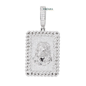 Colgante de Plata 925 con Baño de Rodio y Diamante Cultivado en Laboratorio, Diseño Estilo Hiphop para Uso Diario - Product Image 5