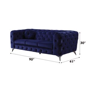 Divano Atronia in Velluto Blu per Soggiorno - Product Image 2