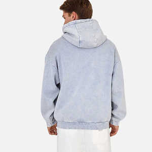 Sudadera con capucha estilo streetwear, desgastada, de algodón mezclado grueso, personalizada y a la moda. - Product Image 2