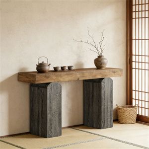 Vintage Two-Color Design <b>Console</b> <b>Table</b> Farmhouse Entrance Foyer <b>Table</b> with <b>Storage</b> Desk Features - Product Image 4