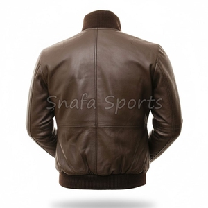 OEM Customizable Sporty Bomber <b>Jacket</b> Genuine Leather <b>Jacket</b> Stand Collar Customizable Motorcycle <b>Jacket</b> - Product Image 2
