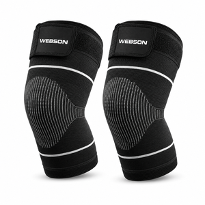 WABSON SPORT Unisex Knee Support Black Green Stitching Adjustable Hook Loop Closure Breathable Professional Protection - Product Image 2