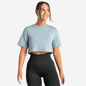 Ropa Deportiva Ligera para Mujer, 100% Algodón, para Gimnasio y Entrenamiento, Corte Ajustado, Transpirable, Cuello en V, Secado Rápido, Verano - Product Image 1