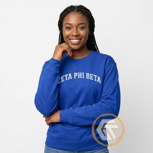 เสื้อสเวตเชิ้ตคอกลมปักลายตามสั่งสำหรับสตรีชมรม Zeta Phi Beta ฤดูหนาว สีพื้น ย้อมสี ผลิตโดย Greek Treasures Wholesale - Product Image 2