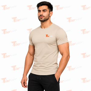 Men Compression T-Shirt Polyester Spandex Stretch Slim Fit Front Logo Gym Workout Athletic Training Quick Dry Breathable Wear - Product Image 4