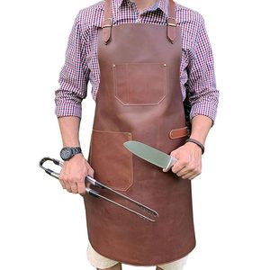 Genuine Leather <b>Apron</b> for Kitchen BBQ Use Durable <b>Chef</b> <b>Apron</b> With Adjustable Straps - Product Image 4