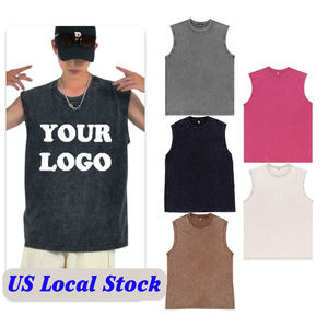 High Quality Customized logo Design Washing Muscle Tshirt Tank Top Sleeveless Fitness Sportswear Anti-Wrinkle US Size Gym - Product Image 1