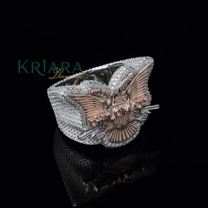 Bague Cocktail Homme en Argent 925 Plaqué Or Rose avec Moissanite Sertie Pavé Style Hiphop Bijou de Fête - Product Image 1