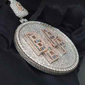 Colgante de Letra Inicial de Joyería Hiphop, Plata de Ley 925 con Diamante Moissanita VVS y Logotipo de Bolsa de Dinero, Estilo Iced Out - Product Image 1