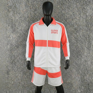 New Arrival Custom Logo Men Windbreaker Tracksuit <b>Set</b> Fashionable Orange <b>White</b> Panel Sportswear Jacket and Shorts Two <b>Piece</b> - Product Image 6