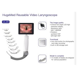 Videolaringoscopio portátil Hugemed VL3 con hojas curvas reutilizables para anestesiología - Product Image 2