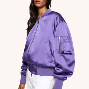 Blousons Bomber Personnalisés Brodés pour Femmes, Veste Bomber Zippée Streetwear pour Femmes, Blouson Bomber 100% Nylon Satin Standard - Product Image 5