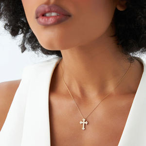 Collier Croix Tendance de Luxe en Argent Sterling 925 Plaqué Or 18 carats avec Moissanite, Pendentif Breloque Religieuse, Cadeau de Baptême pour Noël - Product Image 3