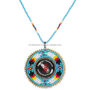 สร้อยคอชุบทองโบฮีเมียนสไตล์ตะวันตกพื้นเมืองทำด้วยมือสำหรับทุกเพศลูกปัดเมล็ดยาวหลากสีลวดลายเรขาคณิตผู้หญิงสวย - Product Image 6