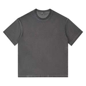 T-shirt décontracté pour homme en polyester/coton, effet délavé, avec logo personnalisé sur le devant, respirant, col rond, haute qualité, vente en gros - Product Image 2