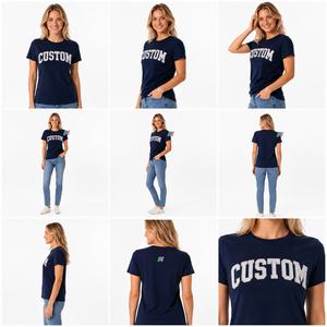 Camisetas de Punto con Cuello Redondo para Mujer, 100% Algodón, Bordado Personalizado, Letras en Tela Twill, Camiseta Ligera de Algodón de Manga Corta - Product Image 5