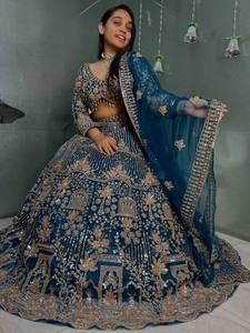 ชุดเลเฮนกา โจลี ดูปาตตา สไตล์วินเทจ สำหรับงานปาร์ตี้ ความยาวคลุมพื้น แห้งเร็ว ผ้าเน็ตเนื้อนุ่ม ตกแต่งด้วยงานปักเลื่อม - Product Image 2