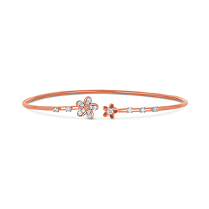 Luxury Rose Gold Floral Diamond <b>Bangle</b> <b>Bracelet</b> for Women | Elegant Flower Design CZ Adjustable Open Cuff <b>Bracelet</b> - Product Image 1