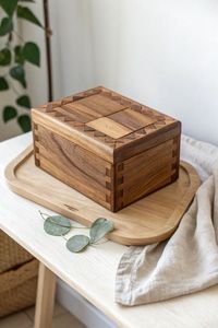 Timber Nest Multipurpose Wooden <b>Box</b> Handcrafted Food Container Rectangular Lid Minimalist Design 1 Layer Dishwasher <b>Storage</b> <b>Box</b> - Product Image 1