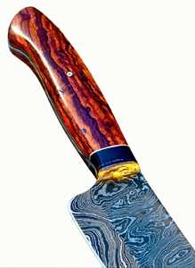 Couteau de préparation de cuisine artisanal en acier Damas de style Nakiri avec manche en bois de rose naturel - Product Image 6