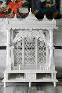 Large Traditional Marble Temple Indoor Pooja <b>Mandir</b> with Custom Design Manufacturer India Makrana - Product Image 3
