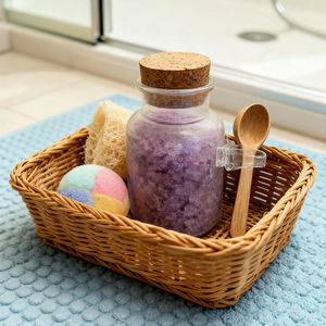 Sel de Bain Bio Végan Relaxant avec Cuillère en Bois, Pot en Liège, Sel Minéral Naturel, Vente en Gros, Marque Privée - Product Image 3