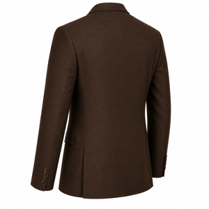 Veste de costume homme marron style britannique, revers cranté, simple boutonnage, infroissable, coupe droite, mélange de laine - Product Image 4
