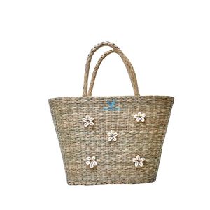 Vietrustic Hot Trending <b>Boho</b> Handmade Seagrass Cotton Woven Tote Bag Rustic Style Adjustable Strap Customizable Size Natural Bag - Product Image 2