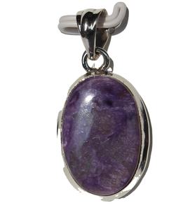 2025 Grado Superior Charoite cabujón Unisex colgante 925 plata esterlina forma ovalada bisel ajuste Natural moda colgante encantos - Product Image 2