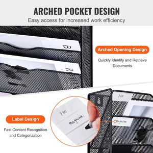 Portadocumenti da Parete in Metallo a 10 Tasche in Rete, Organizzatore per Riviste, Posta, Documenti - Portachiavi e Organizzatore Posta da Parete - Product Image 4