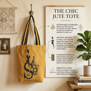 Bolsa de Yute Teñida Personalizada R. D. Bag House, 15x14 Pulgadas, Bolsa de Compras Laminada, Impresión Promocional, Asa Larga - Product Image 4