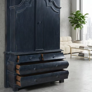 Antique Clasio Cabinet Premium Eco-Friendly Durable Solid Teak Wood Bombe Armoire Curved Drawers for Luxury Master Bedroom Decor - Product Image 4