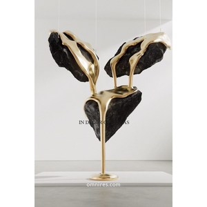 Juego de Esculturas de Bronce Metálico de Calidad Superior, Hechas a Mano, Forma Irregular, Arte Abstracto, Decoración de Mesa para Sala de Estar, 3 Piezas - Product Image 5
