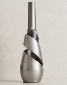 Jarrón Decorativo de Metal Plateado de Lujo, Moderno, con Textura de Cinta en Espiral, para Flores, para Hogar, Oficina, Vestíbulo, Diseño de Interiores - Product Image 4