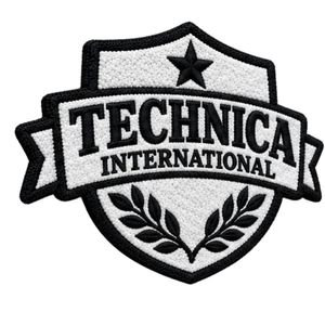 ตราสัญลักษณ์ปักสีดำขาว Technica International แบบ 3 มิติ สำหรับเสื้อแจ็คเก็ต กระเป๋า ชุดยูนิฟอร์ม และเครื่องแต่งกาย - Product Image 3