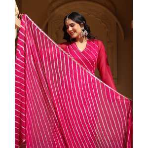 Robe Anya en mousseline rose Leheriya avec taille empire, silhouette ample et détails à volants - Product Image 6