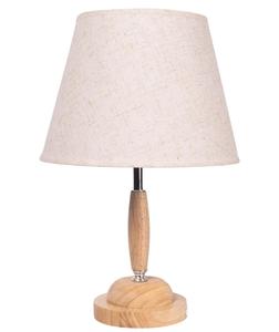 Scandinavian Wood Table Lamp With Beige Linen Bell Shade - Product Image 3