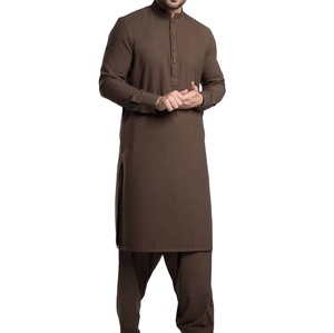 Ethnic Dress Light Brown Color Shalwar Kameez Breathable Pakistani Cultural Dress Suits Custom Made Kameez Salwar For Gents - Product Image 1