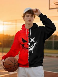 Sweat-shirt unisexe à capuche avec poche, imprimé cœur color block, en polaire, séchage rapide, manches classiques, pour l'hiver - Product Image 1