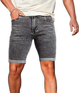 Shorts en jean pour hommes, coupe slim, fitness, gym, de haute qualité, personnalisés, nouveau style d'été, coupe droite, avec logo personnalisé - Product Image 1